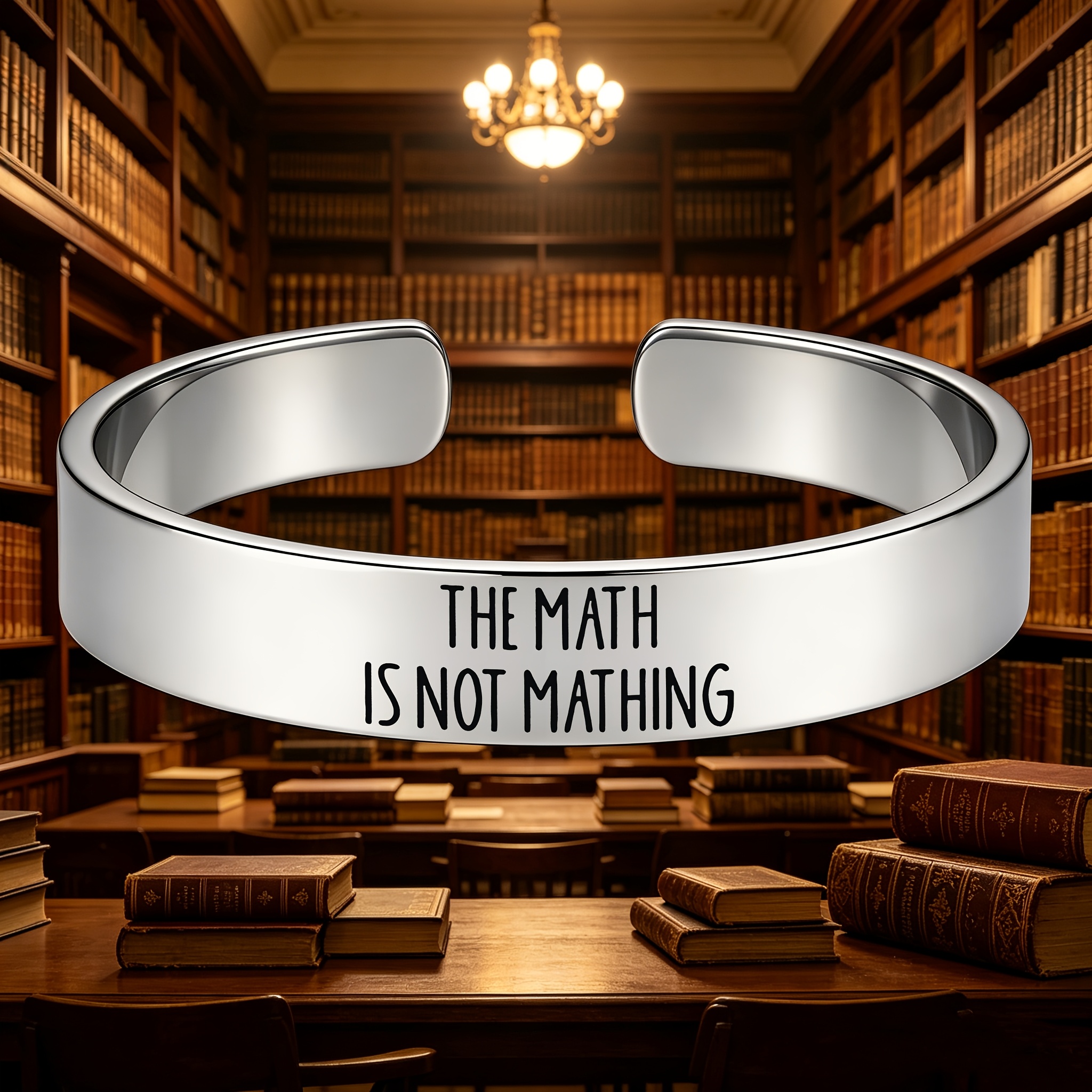 Funny 304 Stainless Steel Open Bangle, Math Slogan Gift